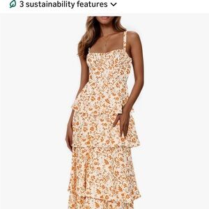 Tiered Floral Maxi Dress in Orange and White